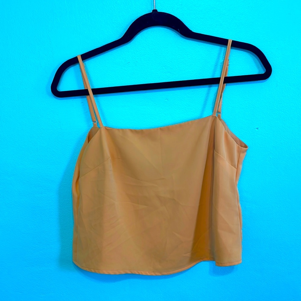 Orange spaghetti strap tie, back top by super down size extra small
